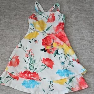 Xtraordinary Floral Kids Dress with Red and Yellow